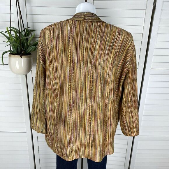 Heydari Twin Set Tank Top Cardigan Sweater Shimmer Striped Lagenlook Art Size L - Picture 4 of 11